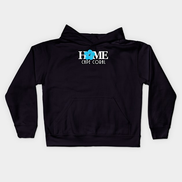 HOME Cape Coral Blue Hibiscus Kids Hoodie by HomeBornLoveFlorida